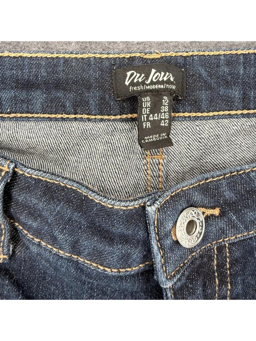 Du Jour‎ Floral Embroidered Distressed Denim Jeans Relaxed Fit Size US 8 - Picture 3 of 7